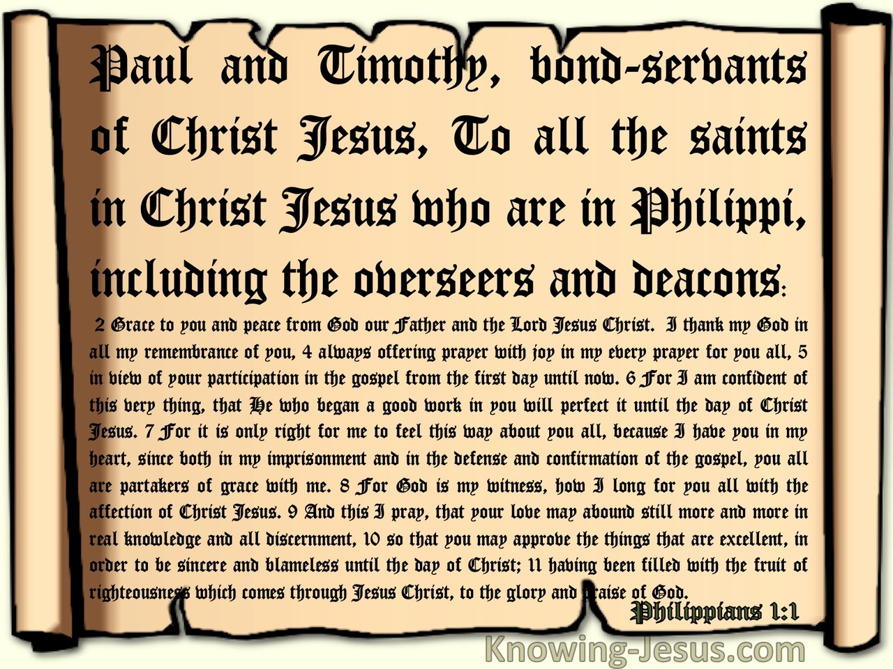 Philippians 1:1 Paul And Timothy Bondservants Of Christs To The Saints At Philippi (beige)